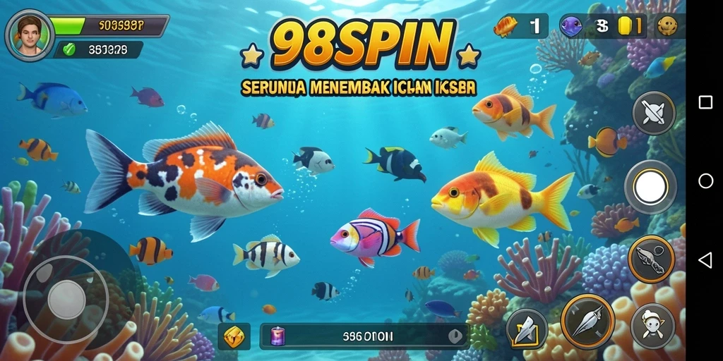Tampilan gameplay seru dari 98SPIN saat menembak ikan.