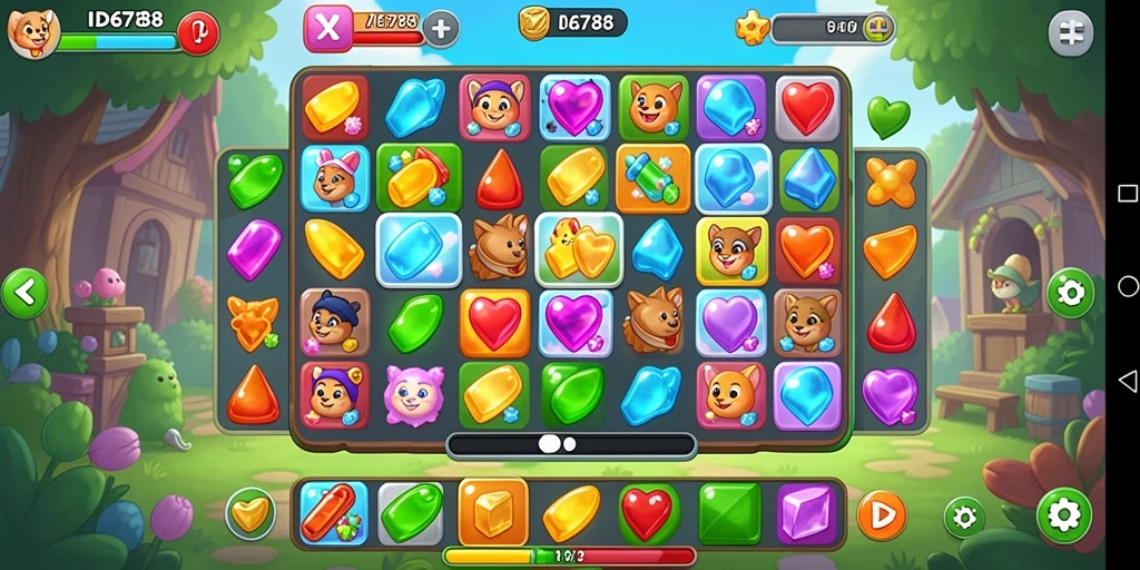 Tampilan gameplay seru di ID6788 dengan colorful gems dan tantangan seru.