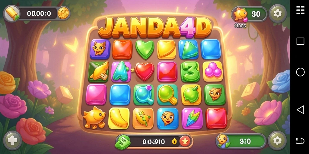 Screenshot JANDA4D menunjukkan aksi seru dalam permainan Match-3.
