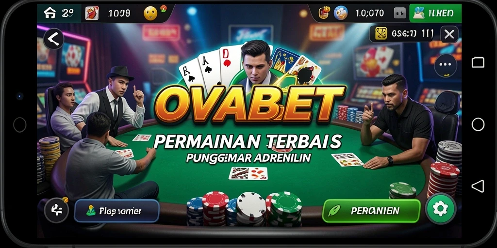 Tampilan gameplay seru di aplikasi OVABET dengan fitur Poker yang menarik.
