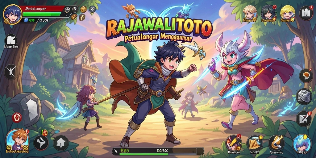 Screenshot gameplay RAJAWALITOTO menampilkan pertarungan karakter anime yang seru.