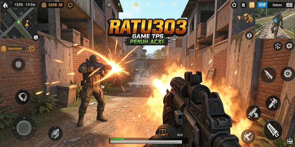 Tampilan gameplay seru dengan aksi tembak-menembak di RATU303.