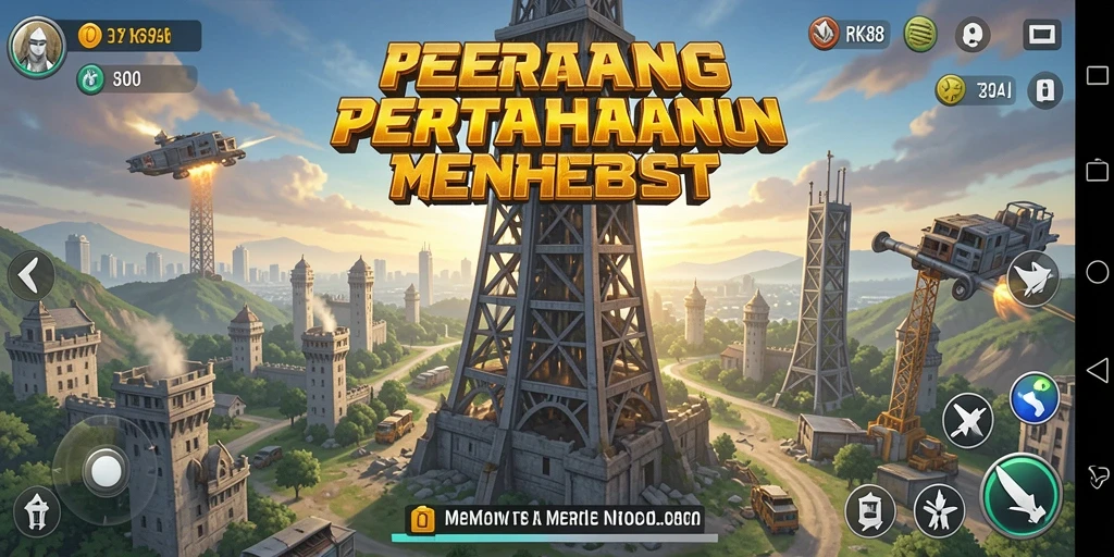 Screenshot gameplay RK88 dengan grafis menawan dan aksi Tower Defense.