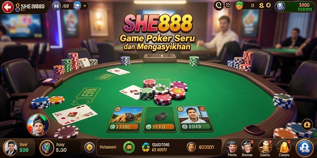 Tampilan gameplay Poker yang seru di SHE888.