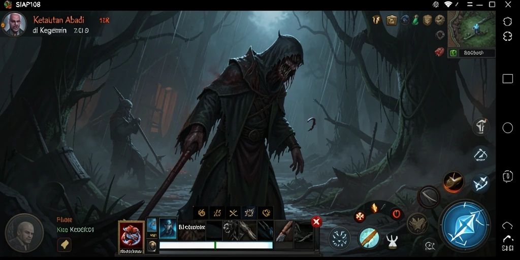 Tampilan menyeramkan dalam gameplay SIAP108 yang menakutkan.