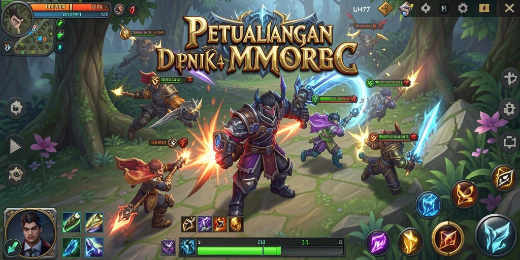 Screenshot dari gameplay UH77 yang menunjukkan pertempuran seru.