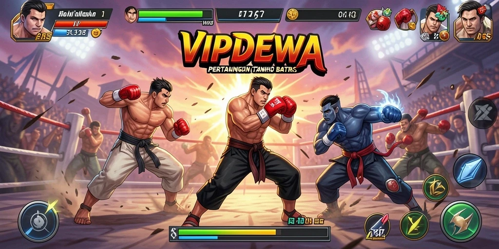 Screenshot VIPDEWA menampilkan aksi pertarungan yang intens dan dinamis.