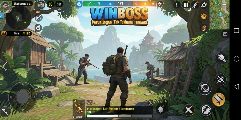 Tampilan gameplay mendalam dari <strong>WINBOSS</strong> menunjukkan eksplorasi dunia terbuka yang menakjubkan.
