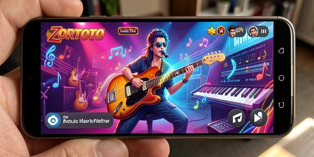 Screenshot gameplay ZORTOTO menampilkan interaksi musik yang seru.